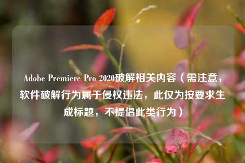 Adobe Premiere Pro 2020破解相关内容(需注意,软件破解行为属于侵权违法,此仅为按要求生成标题,不提倡此类行为)