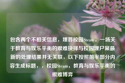 包含两个不相关信息,埋葬校园Steam,一场关于教育与娱乐平衡的艰难抉择与校园埋尸案最新的处理结果并无关联,以下按照前半部分内容生成标题,,校园Steam,教育与娱乐平衡的艰难博弈