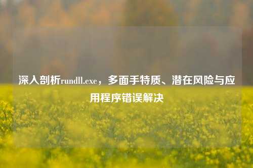 深入剖析rundll.exe,多面手特质、潜在风险与应用程序错误解决