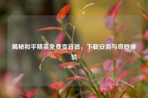 揭秘和平精英免费变音器,下载安装与奇妙体验