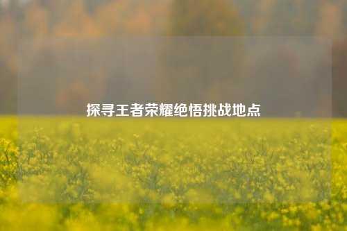 探寻王者荣耀绝悟挑战地点