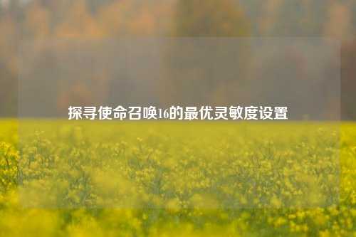 探寻使命召唤16的最优灵敏度设置