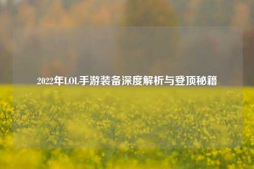 2022年LOL手游装备深度解析与登顶秘籍