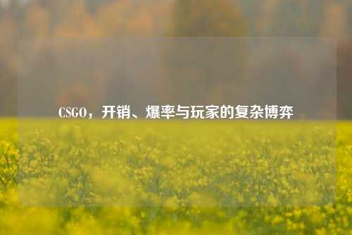 CSGO，开销、爆率与玩家的复杂博弈