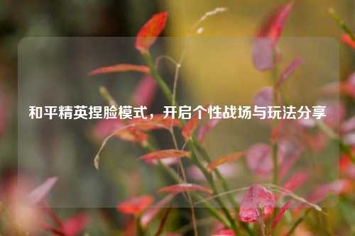 和平精英捏脸模式,开启个性战场与玩法分享