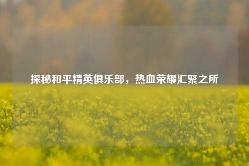 探秘和平精英俱乐部,热血荣耀汇聚之所