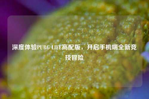 深度体验PUBG LIFE高配版,开启手机端全新竞技冒险