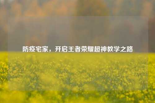 防疫宅家，开启王者荣耀超神教学之路