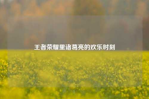 王者荣耀里诸葛亮的欢乐时刻