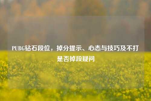 PUBG钻石段位,掉分提示、心态与技巧及不打是否掉段疑问