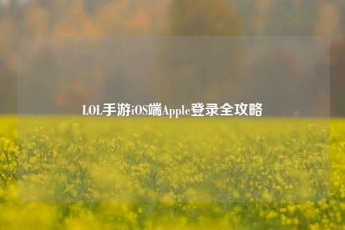 LOL手游iOS端Apple登录全攻略