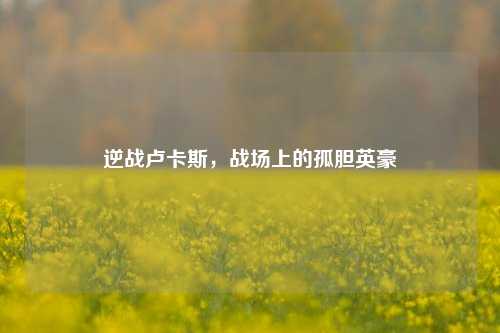 逆战卢卡斯,战场上的孤胆英豪