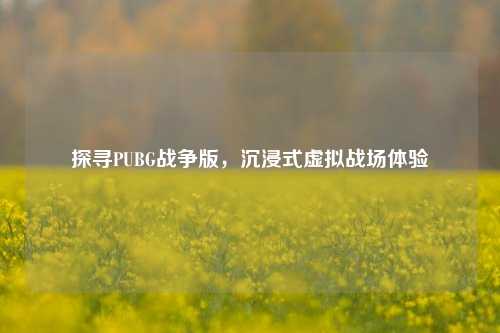 探寻PUBG战争版，沉浸式虚拟战场体验