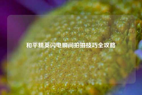 和平精英闪电瞬间拍摄技巧全攻略