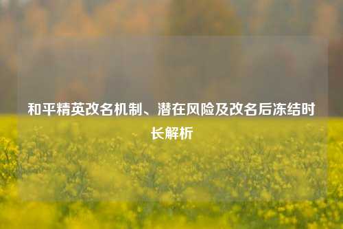 和平精英改名机制、潜在风险及改名后冻结时长解析