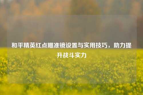 和平精英红点瞄准镜设置与实用技巧，助力提升战斗实力