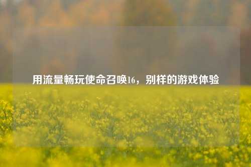 用流量畅玩使命召唤16，别样的游戏体验