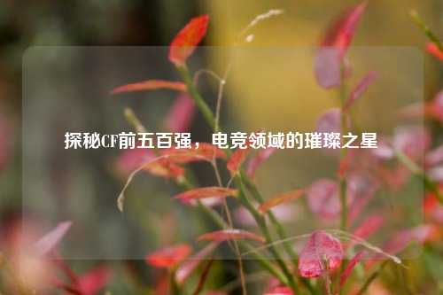 探秘CF前五百强，电竞领域的璀璨之星