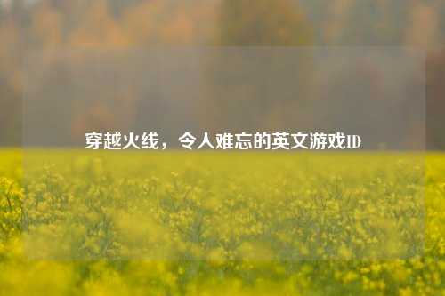 穿越火线，令人难忘的英文游戏ID