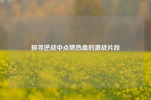 探寻逆战中点燃热血的激战片段