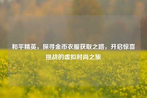 和平精英,探寻金币衣服获取之路,开启惊喜挑战的虚拟时尚之旅