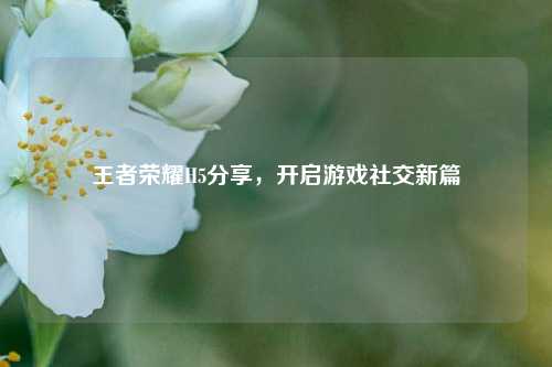 王者荣耀H5分享，开启游戏社交新篇