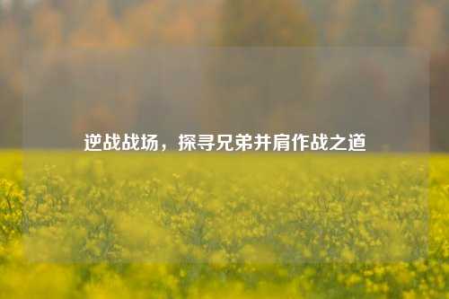 逆战战场，探寻兄弟并肩作战之道