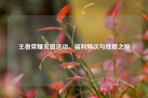 王者荣耀充值活动，福利频次与性质之探