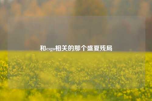 和csgo相关的那个盛夏残局