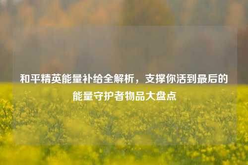 和平精英能量补给全解析,支撑你活到最后的能量守护者物品大盘点
