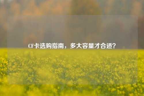 CF卡选购指南,多大容量才合适?