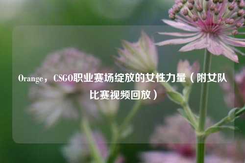 Orange,CSGO职业赛场绽放的女性力量(附女队比赛视频回放)